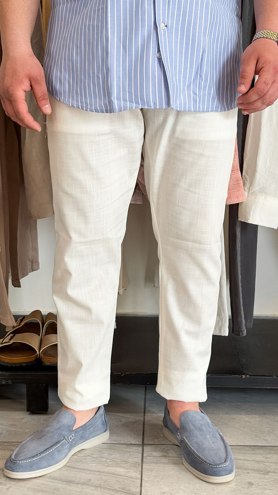 Linen white pants regular cut