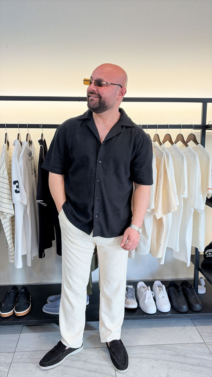 Shirts black & beige