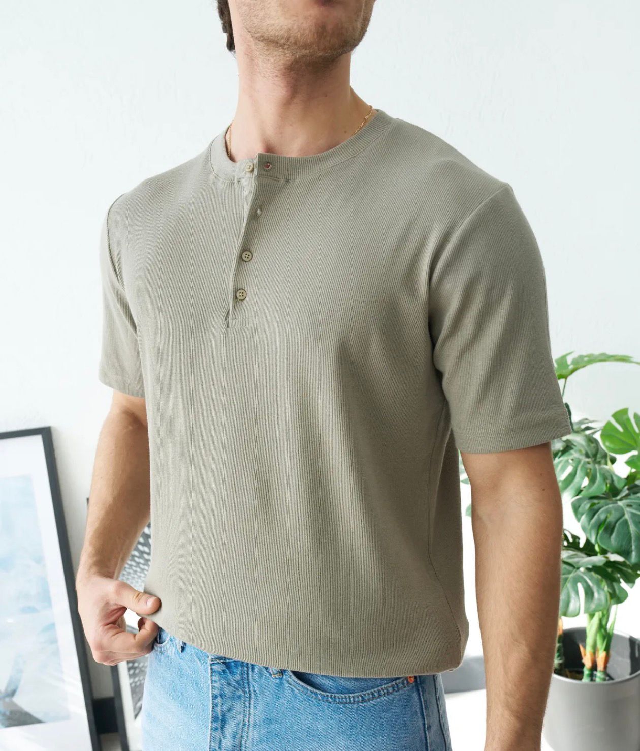 Henley t-shirt Matcha